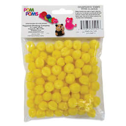 Pepperell Craft Pom Poms - Pkg of 100, 1/2", Yellow back of packaging