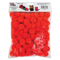 Pepperell Craft Pom Poms - Pkg of 100, 1", Orange back of packaging