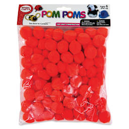 Pepperell Craft Pom Poms - Pkg of 100, 1", Orange front of packaging