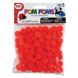 Pepperell Craft Pom Poms - Pkg of 100, 1/2", Orange