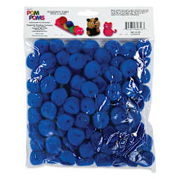 Pepperell Craft Pom Poms - Pkg of 100, 1", Royal Blue back of packaging