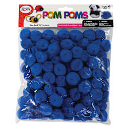 Pepperell Craft Pom Poms - Pkg of 100, 1", Royal Blue front of packaging