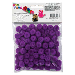 Pepperell Craft Pom Poms - Pkg of 100, 1/2", Purple back of packaging