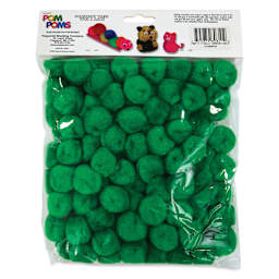 Pepperell Craft Pom Poms - Pkg of 100, 1", Kelly Green back of packaging