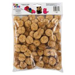 Pepperell Craft Pom Poms - Pkg of 100, 1", Beige back of packaging