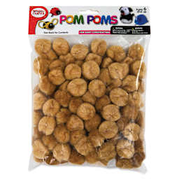 Pepperell Craft Pom Poms - Pkg of 100, 1", Beige front of packaging