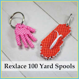 Pepperell Rexlace Plastic Lacing - finished keychain examples