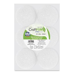 FloraCraft CraftFōM Blocks and Shapes - 2.5" diameter, Ball, Pkg of 6 - front of packaging