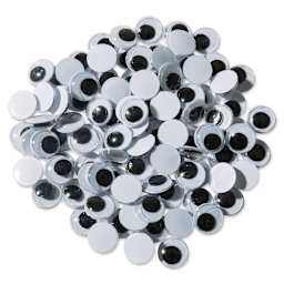Creativity Street Wiggle Eyes - Black, 10 mm, Round, Package of 100