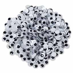 Creativity Street Wiggle Eyes - Black, 15 mm, Round, Package of 500
