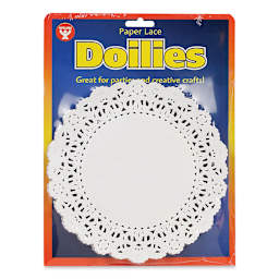 Hygloss Paper Doilies - White, Round, 6", Pkg of 36 - front of packaging