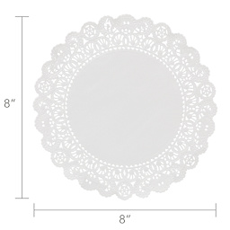 Hygloss Paper Doilies - White, Round, 8" - dimensions