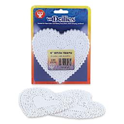 Hygloss Paper Doilies - White, Heart, 4", Pkg of 100