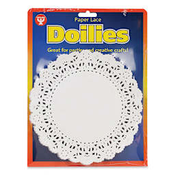 Hygloss Paper Doilies - White, Round, 6", Pkg of 100 - front of packaging