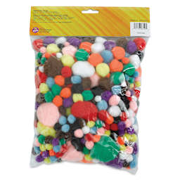 Creativity Street Pom Pons Assortments - Classroom Pack, Pkg of 300, back of the packaging