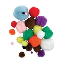 Creativity Street Pom Pons Assortments - Bright Hues, assorted colors and assorted sizes laid out