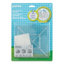 Perler Fused Bead Pegboard - Clear Squares, Large, Set of 2, front of the packaging