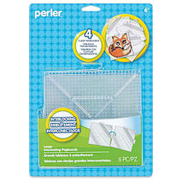 Perler Fused Bead Pegboard - Clear Squares, Large, Set of 4, front of the packaging