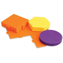 Perler Fused Bead Pegboard - Basic Shapes, Large, Set of 18, contents laid out