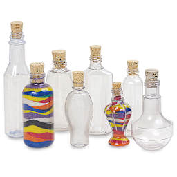 Sand Art Bottles - Small Bottle Assortment, Pkg of 8 - with two bottles full of sand (not included)