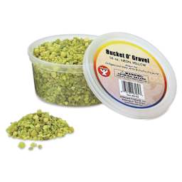 Hygloss Bucket O' Gravel - Neon Yellow, 1 lb container with gravel