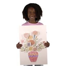 Roylco Rubbing Plates - Botanical Flowers, 6-1/4" x 10-3/4", Set of 14 showing example artwork of floral illustration