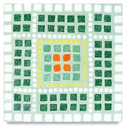 Jennifer's Mosaics Stepping Stone Molds - Top view of finished Green Square Mosaic
