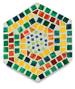 Jennifer's Mosaics Stepping Stone Molds - Top view of finished Hexagonal Mosaic