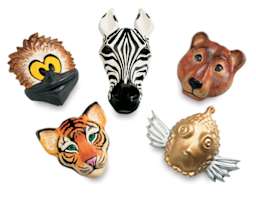 Roylco Animal Face Forms - Five painted faces
