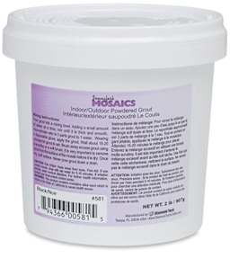 Jennifer's Mosaics Tile Grout - Back side of 2 lb Black Tub with Instructions