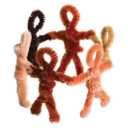 Creativity Street Craft Stems - Multicultural Colors, Pkg of 100 - finished stick figures holding hands in a circle