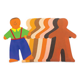 Roylco Paper Doll Pad - Multicultural Colors, one sheet decorated and other sheets fanned out