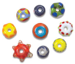 Fireworks Beginner's Essentials Glass Beadmaking Kit - Finished assortment of beads