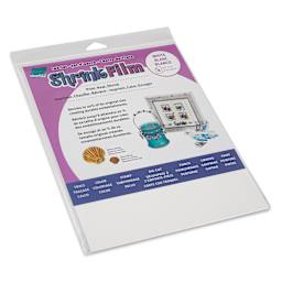 Grafix Shrink Film - 8.5" x 11", Inkjet Shrink Film, White, 6 Sheets front of packaging, angled view