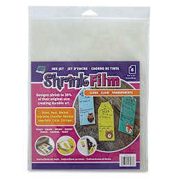 Grafix Shrink Film - 8.5" x 11", Inkjet Shrink Film, Clear, 6 Sheets front of packaging