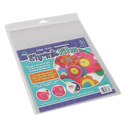 Grafix Shrink Film - 8.5" x 11", Shrink Film, Clear, 6 Sheets front of packaging, angled view