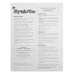 Grafix Shrink Film - 8.5" x 11", Sanded Shrink Film, Clear, 50 Sheets back of packaging