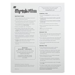 Grafix Shrink Film - 8.5" x 11", Inkjet Shrink Film, Clear, 50 Sheets back of packaging