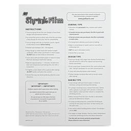 Grafix Shrink Film - 8.5" x 11", Shrink Film, Black, 50 Sheets back of packaging