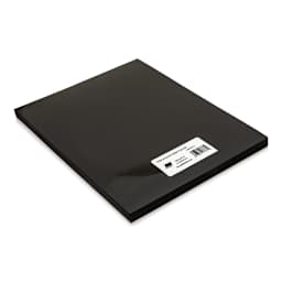 Grafix Shrink Film - 8.5" x 11", Shrink Film, Black, 50 Sheets front of packaging, angled view