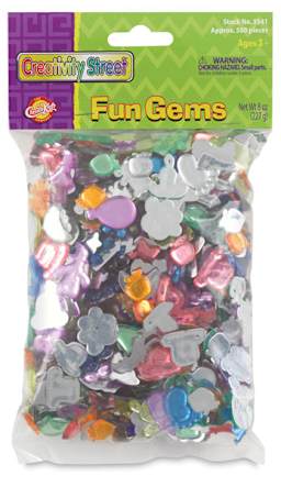 Creativity Street Fun Gems - Front of 8 oz bag of shapes
