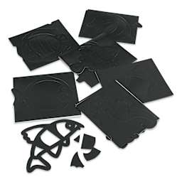 Roylco Stained Glass Frames Pack - Tropical Fish, cardboard frames laid out