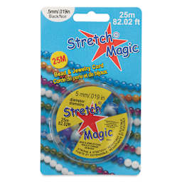 Stretch Magic Jewelry Cord - 0.5 mm x 82 ft, Black - front of packaging