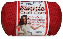 Bonnie Craft Cord - Front view of skein of Red Cord wiht label
