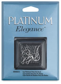 Platinum Fish Hook, Pkg of 6
