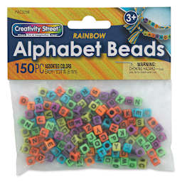 Creativity Street Plastic Alphabet Beads - Rainbow, Pkg of 150, front of the packaging