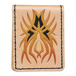 Realeather Veg-Tan Tooling Leather - Natural Cowhide, 9-3/8" x 3-1/2", decorated leather wallet