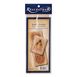Realeather Veg-Tan Tooling Leather - Natural Cowhide, 9-3/8" x 3-1/2", front of the packaging