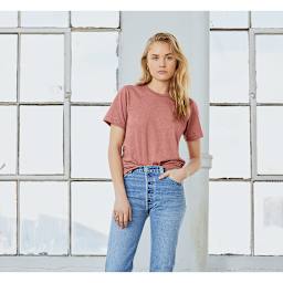 Bella Canvas Unisex T-shirts - Model wearing Mauve Heather color T-shirt