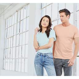 Bella Canvas Unisex T-shirt - Ice Blue Heather and Peach Heather